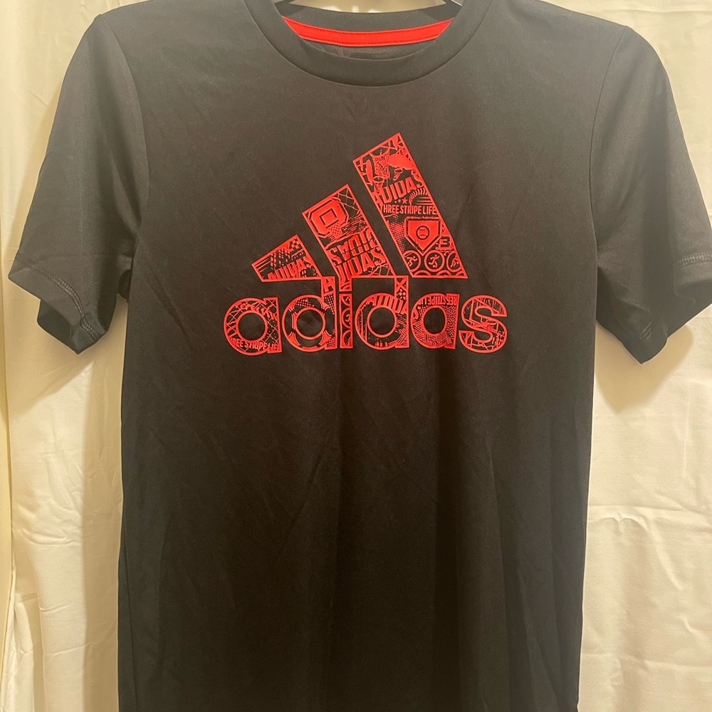 Adidas Black Tee with Red Graphic Logo